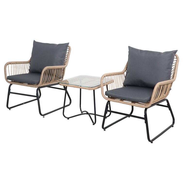 Northlight 3 Piece Santa Cruz Rattan Outdoor Patio Chat Set with